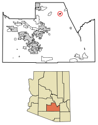 Location of Superior in Pinal County, Arizona.