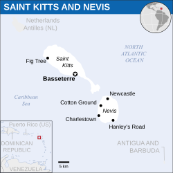 Location of Sent Kitts va Nevis