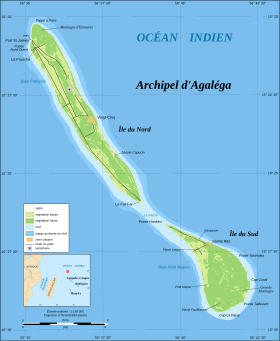 Mapa de las islas Agalega