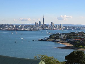 Die stadshorison van Auckland