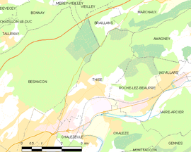 Mapa obce Thise