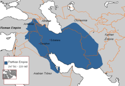Parthian Empire at its greatest extent under Mithridates the Great (123–88 CE)