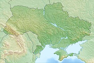 カホフカ水力発電所の位置（ウクライナ内）
