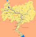 Sarátov (Сарáтов) en mapa ruso del Volga