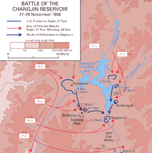 Карта, показывающая первую часть сражения при Чосин