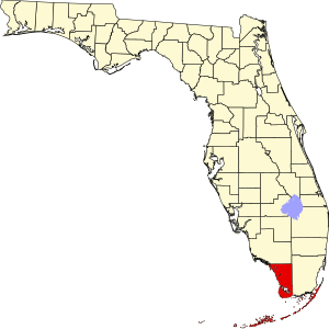 Map of Florida highlighting Monroe County