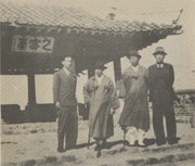 Prominent Korean politicians Sunwoo Jin, Kim Kyu-sik, Kim Ku, and Won Sehun at the North–South Conference of 1948.