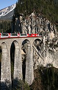 Rhaetian Railway Glacier Express on the Landwasser Viadukt