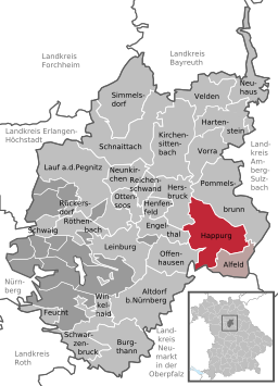 Läget för Happurg i Landkreis Nürnberger Land