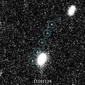 Наложение 5 изображений 2014 MU69 от 24 июня 2014 года