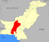 Map of Pakistan with قلات highlighted