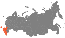 North Caucasus Economic Region on the map of Russia (including Crimea)
