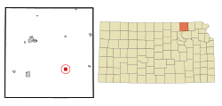 Location within Marshall County and Kansas