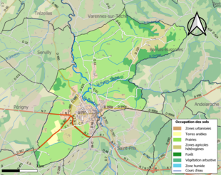 Carte en couleurs présentant l'occupation des sols.