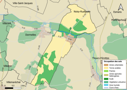 Carte des infrastructures et de l'occupation des sols en 2018 (CLC) de la commune.