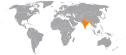 Map indicating locations of Costa Rica and India