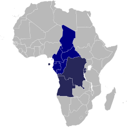 中部非洲国家经济共同体成员国地图（中非经共体和中非经货共同体在非洲的成员资格。）   ECCAS and CEMAC   ECCAS only