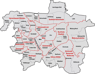 De 13 stadsdistricten van Hannover