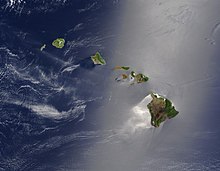 תמונת לוויין של האיים הראשיים בהוואי