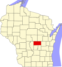 Locatie van Waushara County in Wisconsin