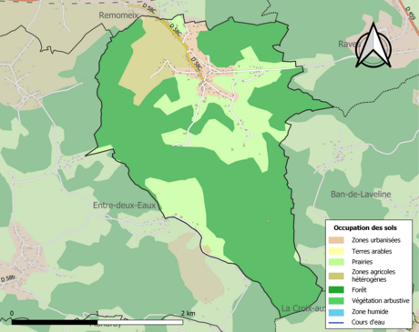 Carte en couleurs présentant l'occupation des sols.