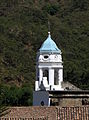 The Baroque bell tower of the Church of San Sebastián.