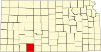 Округ Кларк на мапі штату Канзас highlighting
