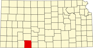 Map of Kansas highlighting Clark County