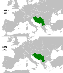 Yugoslavia during the Interwar period (top) and the Cold War (bottom)