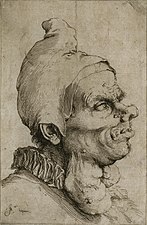 Large Grotesque Head, ca. 1617–27, etching, 22.3 x 15 cm.