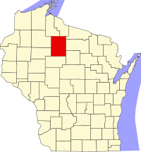 Locatie van Price County in Wisconsin