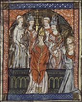 Représentation médiévale de l'ordination de saint Waast