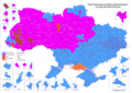 Résultats des élections législatives de 2012. Le Parti des régions de Ianoukovytch est en bleu.
