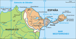 Location of Benzú within Ceuta