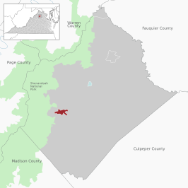 Location of the Sperryville CDP within Rappahannock County