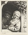 Фермер и его жена как любовная пара в дверях. Между 1650 и 1654. Офорт