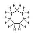 Cycloheptane, a simple 7-membered carbocyclic compound, methylene hydrogens shown (non-aromatic).