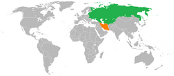 Map indicating locations of Iran and Soviet Union