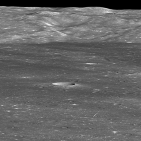 A view of landing site, marked by two small arrows, taken by the Lunar Reconnaissance Orbiter on 30 January 2019[81]