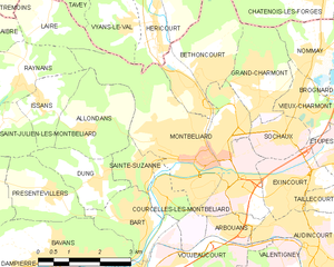 蒙贝利亚尔市镇地图