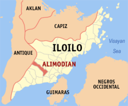 Mapa de Provincia de Iloílo con Alimodian resaltado