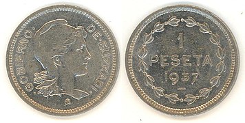 Moneda de peseta del gobierno de Euzkadi, 1937