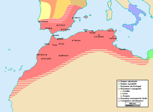 Imperiul Almohad în extinderea sa maximă, c. 1180-1212.[1][2]