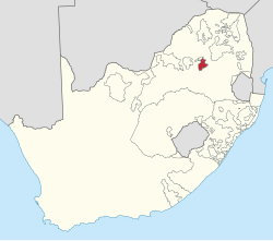 Location of KwaNdebele (red) within South Africa (yellow).