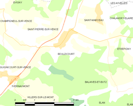 Mapa obce Boulzicourt