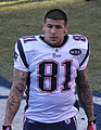 Aaron Hernandez op 18 december 2011 (Foto: Jeffrey Beall) overleden op 19 april 2017