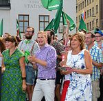 Miljöpartiet. Från vänster: Åsa Romson, Gustav Fridolin, Isabella Lövin, Ulf Holm.