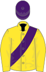 Yellow, purple sash and cap