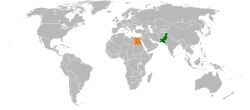 Map indicating locations of Pakistan and Egypt