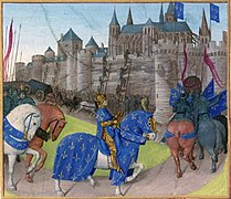 Philippe Auguste devant Tours en 1189, enluminure de Jean Fouquet.